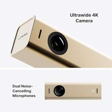 Lumina 4K Webcam: Studio-Quality Webcam Powered by AI. Look Great on Every Video Call. Compatible with Mac and PC (Gold)