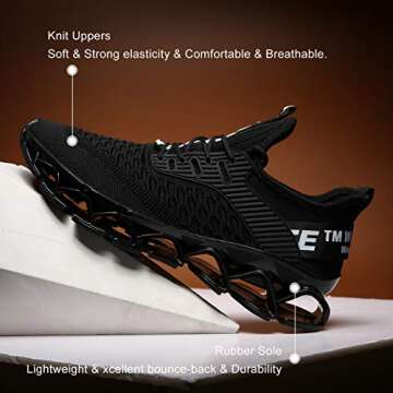 Chopben Men's Running Shoes Blade Non Slip Fashion Sneakers Breathable Mesh Soft Sole Casual Athletic Lightweight Walking Shoes(11,Full Black)