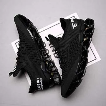 Chopben Men's Running Shoes Blade Non Slip Fashion Sneakers Breathable Mesh Soft Sole Casual Athletic Lightweight Walking Shoes(11,Full Black)