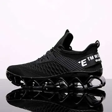 Chopben Men's Running Shoes Blade Non Slip Fashion Sneakers Breathable Mesh Soft Sole Casual Athletic Lightweight Walking Shoes(11,Full Black)