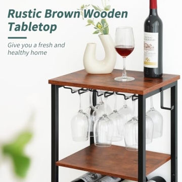 Yoobure Wine Rack Freestanding with Glass Holder and Rack