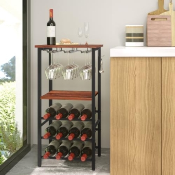 Yoobure Wine Rack Freestanding with Glass Holder and Rack