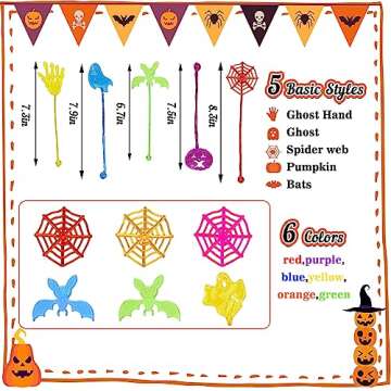 50 PCS Halloween Stretchy Sticky Hands for Kids