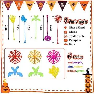 50 PCS Halloween Stretchy Sticky Hands for Kids