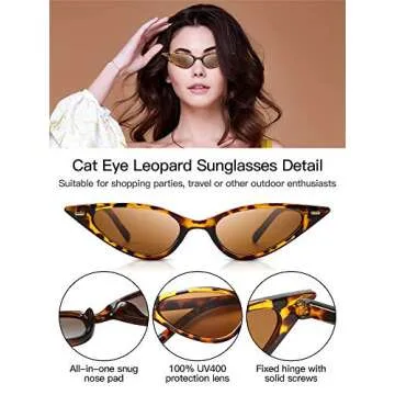 Frienda Vintage Cat Eye Leopard Sunglasses Retro Cat Eye Sunglasses for Women Men Classic Retro Designer Style Leopard (Brown)
