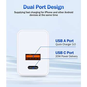 Dual-Port 20W USB-C Fast Charger Block for Apple Devices