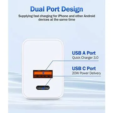 Dual-Port 20W USB-C Fast Charger Block for Apple Devices