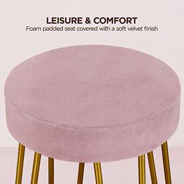Stylish Velvet Bar Stools with Gold Legs - Set of 2