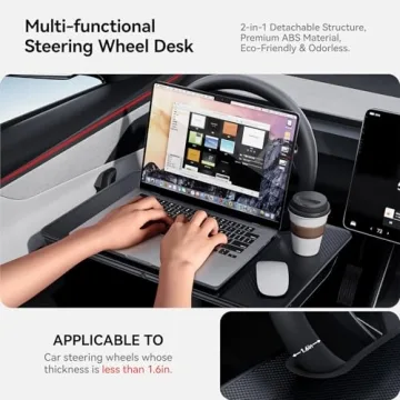 YONZEE 2-in-1 Car Steering Wheel Desk & Organizer
