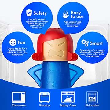 Angry Mama Steaming Mama Cleaning Microwave Oven Mom And Chilly Mama Fridge And Freezer Odor Absorber Cleaning Equipment Tool High Temperature Steam Clean 2psc (Mikrowave And Fridge)