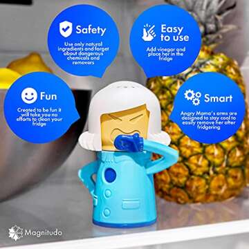 Angry Mama Steaming Mama Cleaning Microwave Oven Mom And Chilly Mama Fridge And Freezer Odor Absorber Cleaning Equipment Tool High Temperature Steam Clean 2psc (Mikrowave And Fridge)