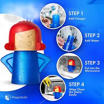 Angry Mama Steaming Mama Cleaning Microwave Oven Mom And Chilly Mama Fridge And Freezer Odor Absorber Cleaning Equipment Tool High Temperature Steam Clean 2psc (Mikrowave And Fridge)