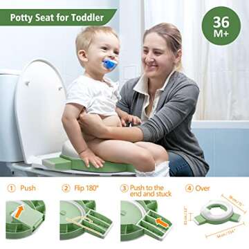 MCGMITT Portable Potty for Kids Travel - Foldable Training Toilet Chair for Toddler Girls with Storage Bags, Potty Training Toilet for Outdoor and Indoor Easy to Clean(Green)