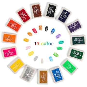 Lsushine Craft Ink Pad Stamps Partner DIY Color,15 Color Craft Ink Pad for Stamps, Paper, Wood Fabri...
