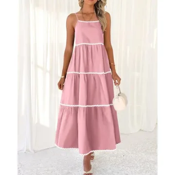 BTFBM Boho Summer Dresses 2025 Spaghetti Strap Sundress