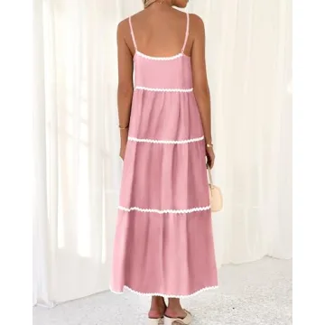 BTFBM Boho Summer Dresses 2025 Spaghetti Strap Sundress