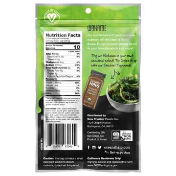 Ocean's Halo Organic Wakame Strips - Healthy Sea Vegetable Snack, 1.76 oz