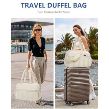 Gym Bag Women Duffle Bag - Travel Bag with Wet Pocket Carry on Weekender Bags for Women Water Resistant Travel Tote Bag Duffel Bag for Workout Sports Hospital Beige
