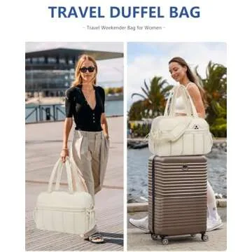 Gym Bag Women Duffle Bag - Travel Bag with Wet Pocket Carry on Weekender Bags for Women Water Resistant Travel Tote Bag Duffel Bag for Workout Sports Hospital Beige