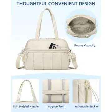 Gym Bag Women Duffle Bag - Travel Bag with Wet Pocket Carry on Weekender Bags for Women Water Resistant Travel Tote Bag Duffel Bag for Workout Sports Hospital Beige