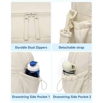 Gym Bag Women Duffle Bag - Travel Bag with Wet Pocket Carry on Weekender Bags for Women Water Resistant Travel Tote Bag Duffel Bag for Workout Sports Hospital Beige