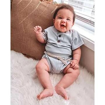 Meiweileya Baby Ribbed Summer Outfit for Newborns