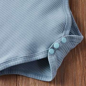 Meiweileya Newborn Baby Boy Girls Clothes Solid Ribbed Short Sleeve Romper Shorts Set Summer Outfits (Dark Blue, 0-3 Months)