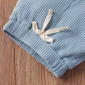 Meiweileya Newborn Baby Boy Girls Clothes Solid Ribbed Short Sleeve Romper Shorts Set Summer Outfits (Dark Blue, 0-3 Months)