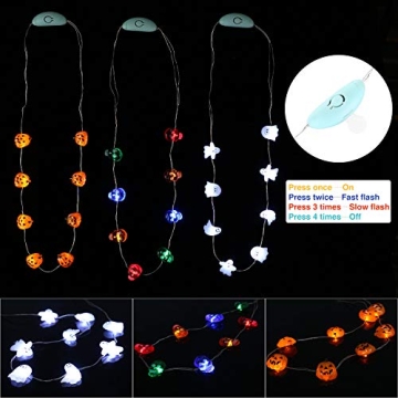 JASHIKA Halloween LED Necklace Set with 3 Designs