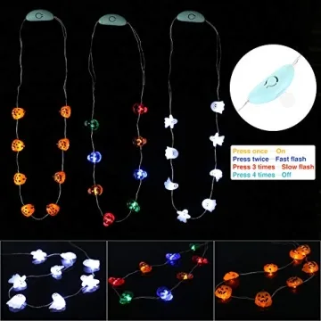 JASHIKA Halloween LED Necklace Set with 3 Designs