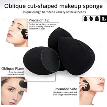 BEAKEY 3+1 Pcs Makeup Sponges with Kabuki Contour Brush, Beauty Sponge Blenders with 3 Shapes for Liquid Foundation, Cream and Powder (3 Tap Paw Sponges+ 1 Contour Brush)