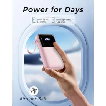 Portable Charger with Built in Cable, 15000mAh Power Bank, 22.5W Fast Charging, 6 Outputs, Slim Travel Essential Battery Pack with LED Display, Compatible with iPhone 16/15/14/13, Samsung, iPad, etc