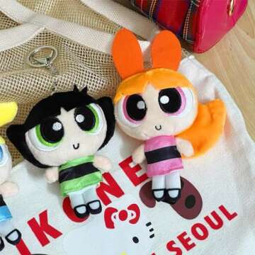 Zgwafdww The Police Girls Bubbes Buttercup and Blossom Stuffed Plush Toy Pendants Backpack Shoulder Bag Plush Doll Birthday and Christmas Gifts for Friends (4.7in 3pcs)…