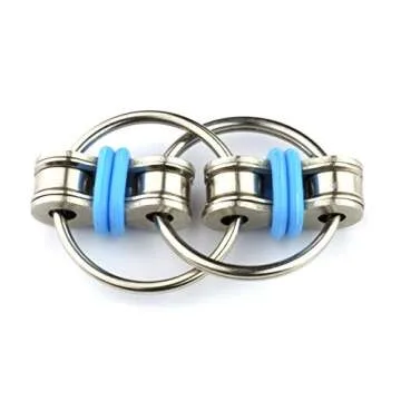 Tom's Fidgets Original Flippy Chain Fidget Toy - Perfect for ADHD, Anxiety, and Autism - Bike Chain Fidget Stress Reducer for Adults and Kids (Single Blue)