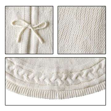 Christmas Tree Skirt 36 Inches: Braided Cable Knit Round Cream White Tree Skirt, Thick Rustic Christmas Tree Decorations Neutral Christmas Decor Christmas Tree Skirts for Xmas Home Party Supplies