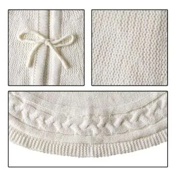 Christmas Tree Skirt 36 Inches: Braided Cable Knit Round Cream White Tree Skirt, Thick Rustic Christmas Tree Decorations Neutral Christmas Decor Christmas Tree Skirts for Xmas Home Party Supplies