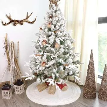 Christmas Tree Skirt 36 Inches: Braided Cable Knit Round Cream White Tree Skirt, Thick Rustic Christmas Tree Decorations Neutral Christmas Decor Christmas Tree Skirts for Xmas Home Party Supplies
