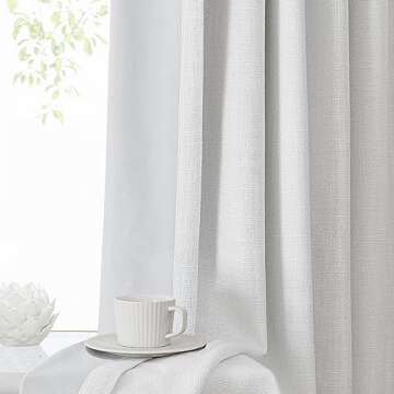Pinch Pleated Blackout Curtain Panels with Full Blackout Liner Linen Texture Window Treatment Sets w...