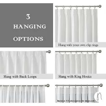 Pinch Pleated Blackout Curtain Panels with Full Blackout Liner Linen Texture Window Treatment Sets with Back Tab for Living Room Bedroom Thermal Insulated Drape with 9 Hooks, 40"x95"x2, White
