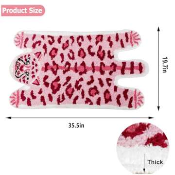 YulyreZome Leopard Bath Mat for Bathroom, Funny Cute Pink Tiger Cartoon Bathroom Rug Non-Slip Animal...