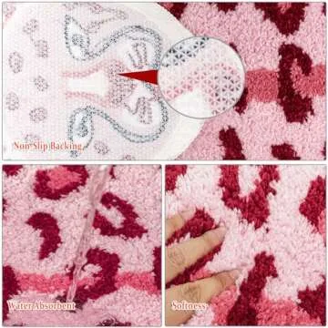 YulyreZome Leopard Bath Mat for Bathroom, Funny Cute Pink Tiger Cartoon Bathroom Rug Non-Slip Animal Door Mat Washable Absorbent Bathtub Plush Microfiber Decor Shower Rugs