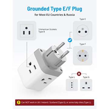 TROND Power Adapter - E F Plug for Europe Travel Gear