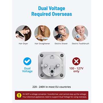 TROND Power Adapter - E F Plug for Europe Travel Gear