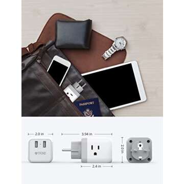 TROND Power Adapter - E F Plug for Europe Travel Gear