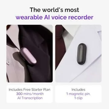 PLAUD NotePin Voice Recorder - AI Notetaker with App Control