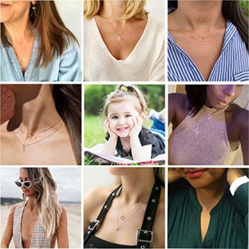 Gold Plated E Initial Pendant Necklace for Women