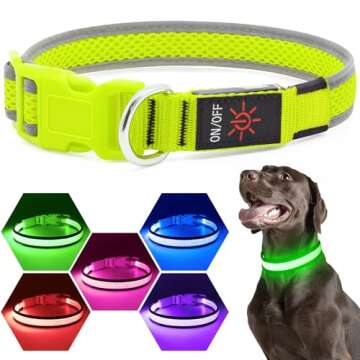 LED Dog Collar, Light Up Dog Collar USB Rechargeable, Brightest Dog Lights for Night Walking, Adjust...