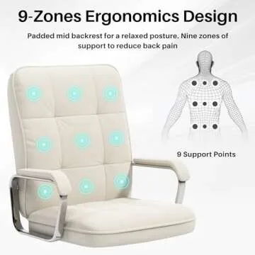 HomeZeer White Soft Leather Home Office Desk Chair, Swivel Computer Chair with Wheels and Padded Arms, Adjustable Height and Tilt