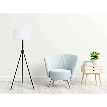 O’Bright Tripod Floor Lamp - Adjustable Height Metal Body with Linen Shade