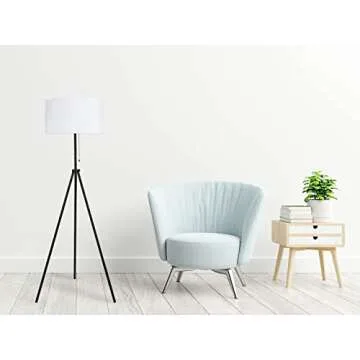 O’Bright Tripod Floor Lamp - Adjustable Height Metal Body with Linen Shade